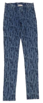 Modré džegíny s peříčky H&M