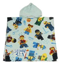 Světlemodrá froté pončo osuška s lego figurkami a kapucí LEGO