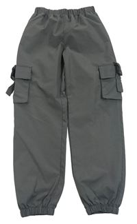 Tmavošedé cargo cuff šusťákové kalhoty SHEIN