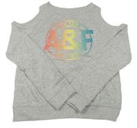 Šedá melírovaná mikina s písmenky/logem a volnými rameny Abercrombie&Fitch