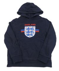 Tmavomodrá fotbalová mikina England a kapsou a kapucí 