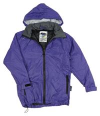 Tmavofialová šusťáková nepromokavá bunda s ukrývací kapucí AQUA GUARD