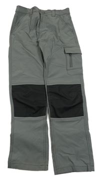 Tmavošedo-černé outdoorové kalhoty s kapsou TopCraft