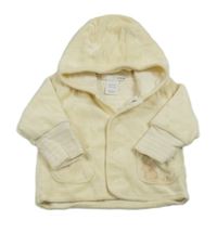 Vanilková sametová propínací podšitá mikina se zvířátkem a kapucí H&M