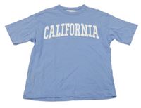 Modrofialové tričko s nápisem ZARA