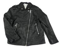 Černý koženkový jarní crop křivák H&M