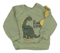 Světlekhaki mikina s dinosaurem a ostny Ergee