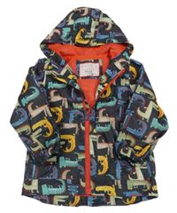 Tmavomodrá šusťáková jarní bunda s krokodýlky a kapucí NUTMEG