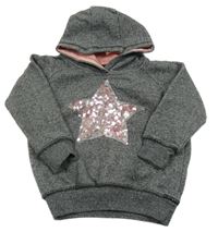 Antracitová mikina s hvězdou z flitrů a kapucí Kiki&Koko