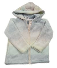 Duhová třpytivá plyšová bunda s kapucí s oušky Ergee