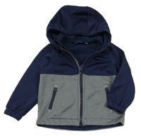 Tmavomodro-šedá softshellová bunda s kapucí crane