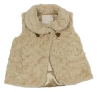 Smetanová kožešinová zateplená vesta s límečkem Matalan