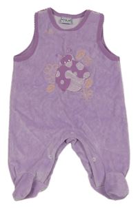 Fialové sametové dupačky s beruškou