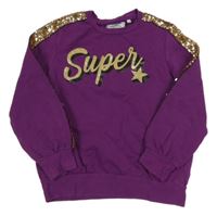 Purpurová mikina se zlatým nápisem a flitry ORIGINAL MARINES