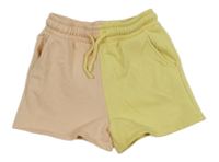 Žluto-světlerůžové teplákové kraťasy F&F