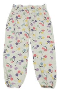 Bílé pyžamové kalhoty s barevnými třešničkami Topomini