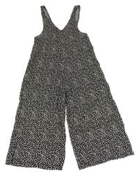 Černo-bílý puntíkatý kalhotový culottes overal Next