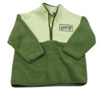 Tmavozeleno-světlezelená huňatá mikina s nášivkou Kiki&Koko