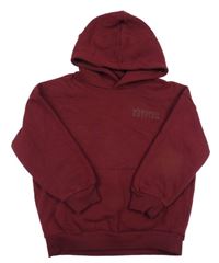 Tmavovínová teplá mikina s nápisy a kapsou a kapucí M&S