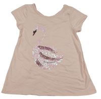 Světlerůžová tunika s labutí z flitrů btween