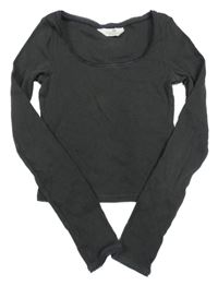 Tmavošedé žebrované crop triko H&M