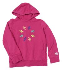 Tmavorůžová mikina s logy a kapucí Adidas
