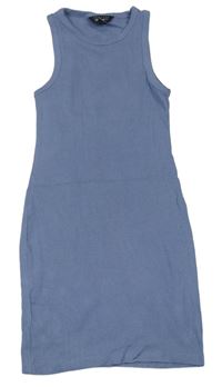 Modré žebrované šaty New Look