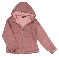 Starorůžová melírovaná softshellová funkční bunda s kapucí zn. Crane