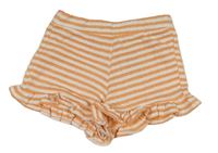 Oranžovo-bílé pruhované teplákové kraťasy s kanýry River Island