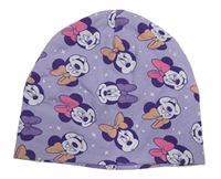 Lila bavlněná čepice s Minnie a hvězdami