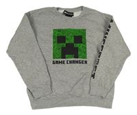 Šedá melírovaná mikina s creeperem - Minecraft Reserved