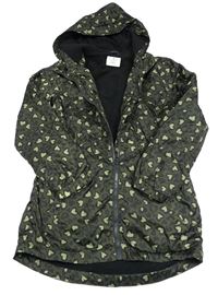 Khaki vzorovaná šusťáková lehce zateplená parka s kapucí Matalan