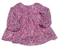 Růžovo-fuchsiová květovaná šifonová tunika Mothercare