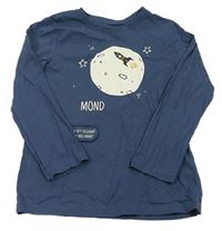 Tmavomodré triko s měsícem a raketou Topolino