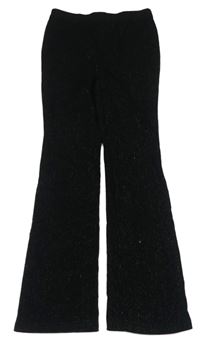 Černo-stříbrné pruhované sametové flare legíny zn. John Lewis