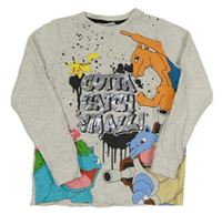 Světlešedé melírované triko s Pokémony Matalan