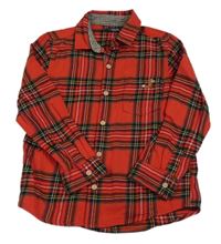 Červeno-černo-barevná kostkovaná flanelová košile Next