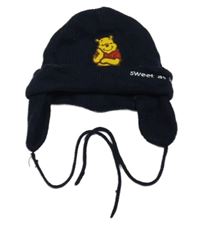 Tmavomodrá pletená čepice s Púem