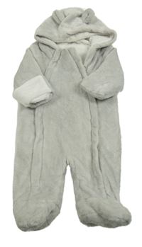 Světlešedá chlupatá zateplená kombinéza s kapucí Matalan