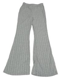 Šedé melírované žebrované úpletové flare legíny Shein