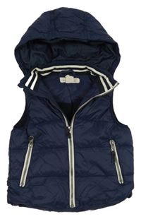 Tmavomodrá šusťáková zateplená vesta s kapucí H&M