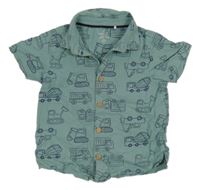 Zelenošedá košile se stavebními stroji Mothercare