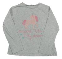 Šedé melírované triko s jednorožcem George