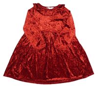 Červené sametové šaty s límečkem H&M