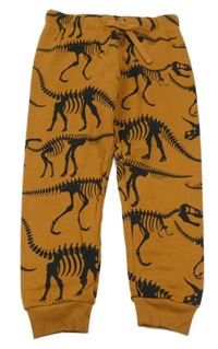 Hnědé tepláky s kostrami dinosaurů H&M