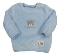 Nové - Světlemodrá chlupatá mikina s medvědem Nutmeg