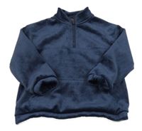 Tmavomodrá žebrovaná plyšová mikina Nutmeg