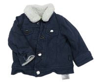 Tmavomodrá zateplená propínací mikina s beránkem Baker