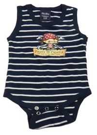 Tmavomodro-bílé pruhované body s pirátem