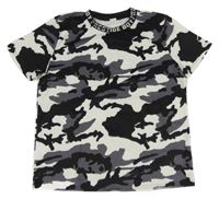 Bílo-černo-tmavošedé army tričko Shein